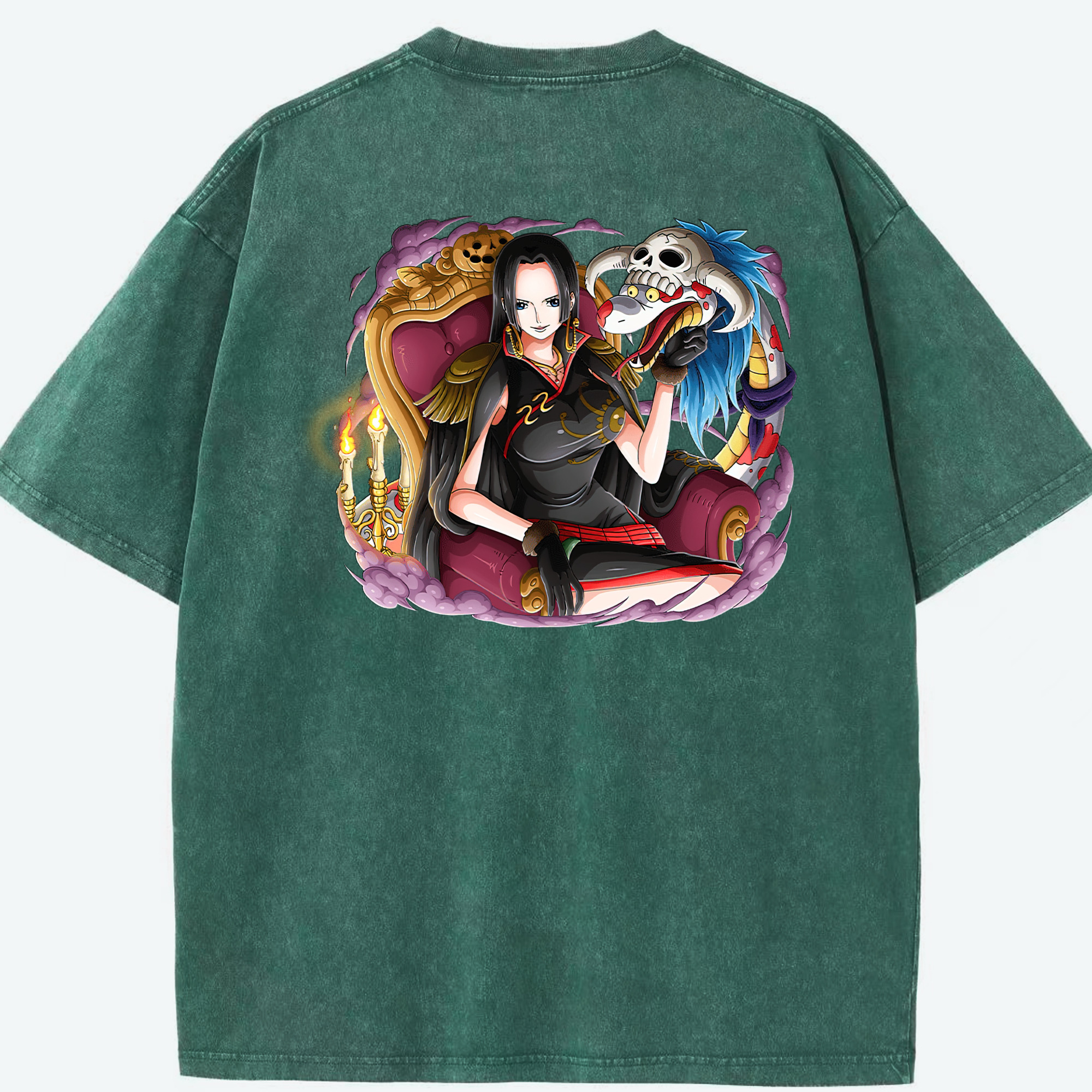 ワンピース ボア・ハンコック ONE PIECE Boa·Hancock 綿100% ヴィンテージ風 半袖Tシャツ（背面プリント）